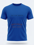 Personalised We Love the 70s Big Weekender Tee — royal blue tee, front view