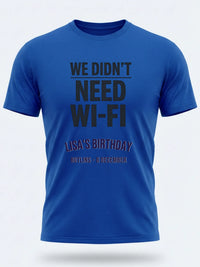 Personalised Back to 2000s Big Weekender Tee — royal blue tee, front view