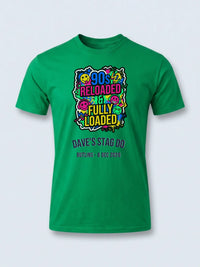 Personalised 90s Reloaded Big Weekender Tee — irish green tee, front view