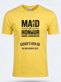 Personalised Weekender Unisex Tee | Maid of Honour Drinks Coordinator | Hen Shirt Dress Loud