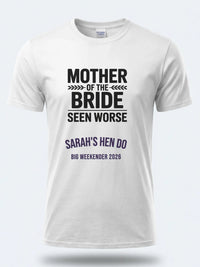Personalised Weekender Unisex Tee | Mother of the Bride Seen worse | Hen Shirt Dress Loud