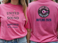 Personalised Bugged Out Big Weekender Tee — azalea tee, front and back view