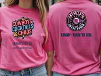 Personalised Country Weekender Unisex Tee — azalea tee, front and back view