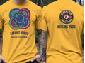 Personalised We Love Ibiza Big Weekender Tee — yellow tee, front and back view