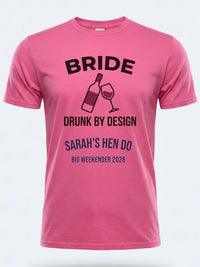 Personalised Weekender Unisex Tee — pink tee, front view