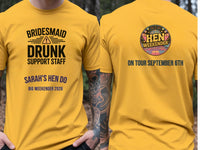 Personalised Weekender Unisex Tee — yellow tee, front and back view