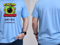 Personalised Banter Tee — carolina blue tee, front and back view