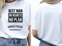 Personalised Weekender Unisex Tee — white tee, front and back view