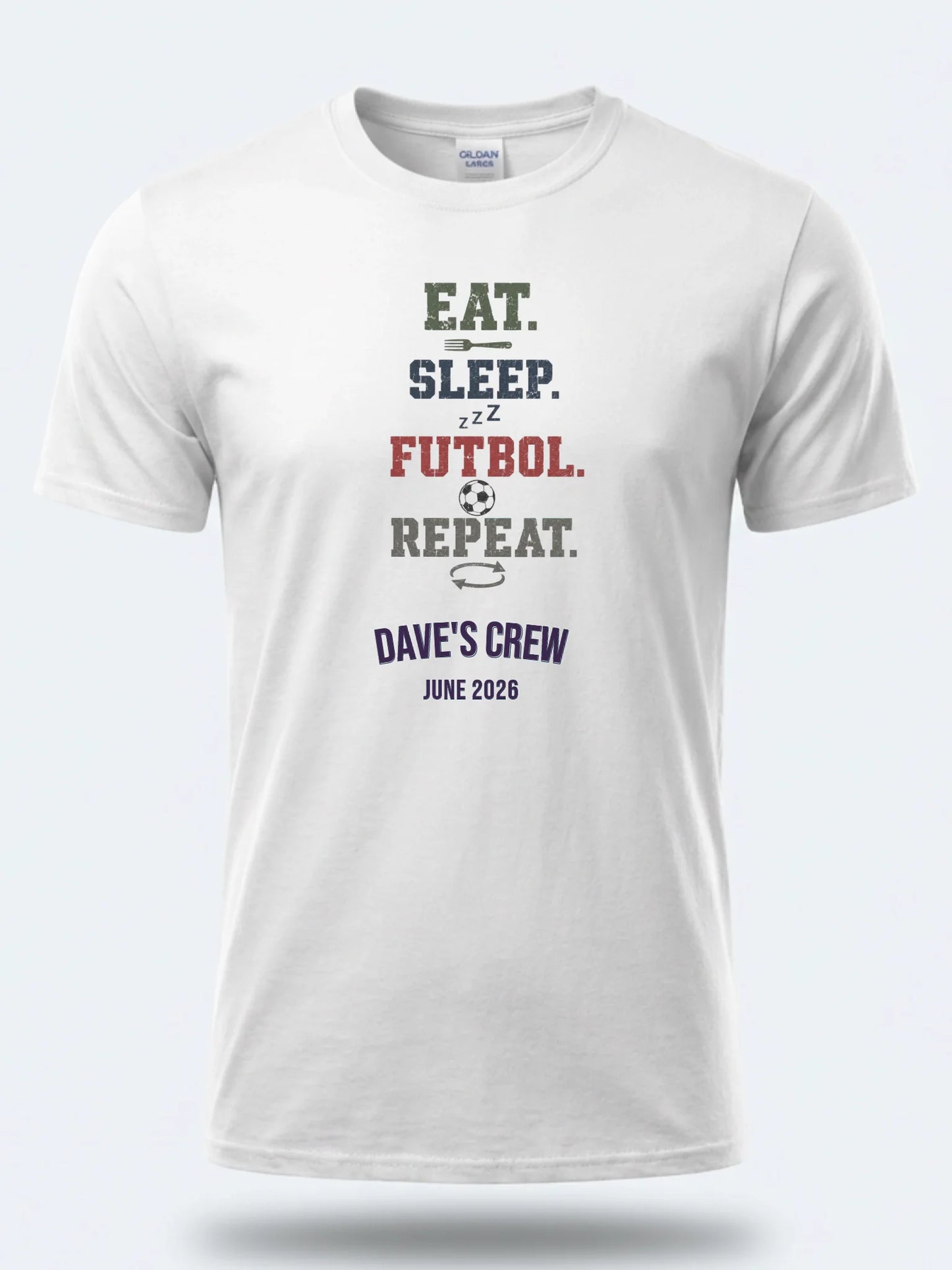 Personalised Summer of Soccer Tee | Eat Sleep Futbol Repeat 2026 | Top