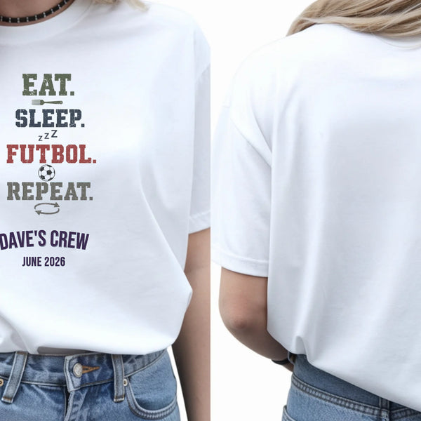 Personalised Summer of Soccer Tee | Eat Sleep Futbol Repeat 2026 | Top