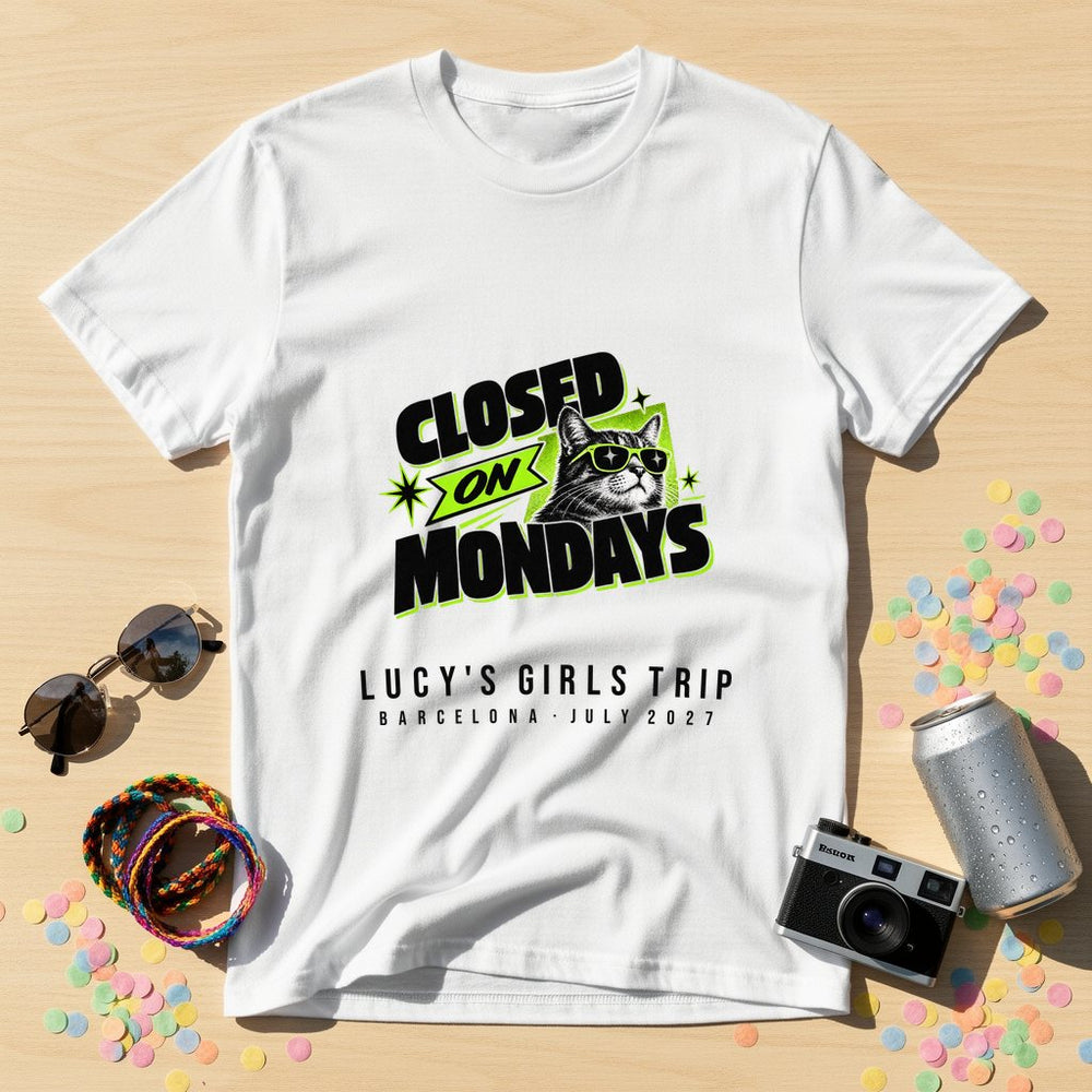 Closed On Mondays Cat Bootleg — Personalised T-Shirt