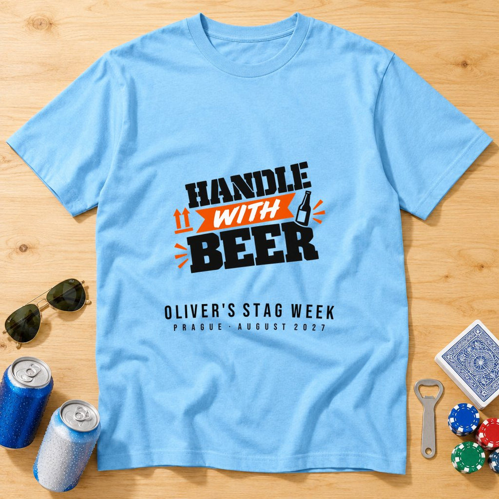 Groomsmen: Handle With Beer — Personalised Stag Do T-Shirt