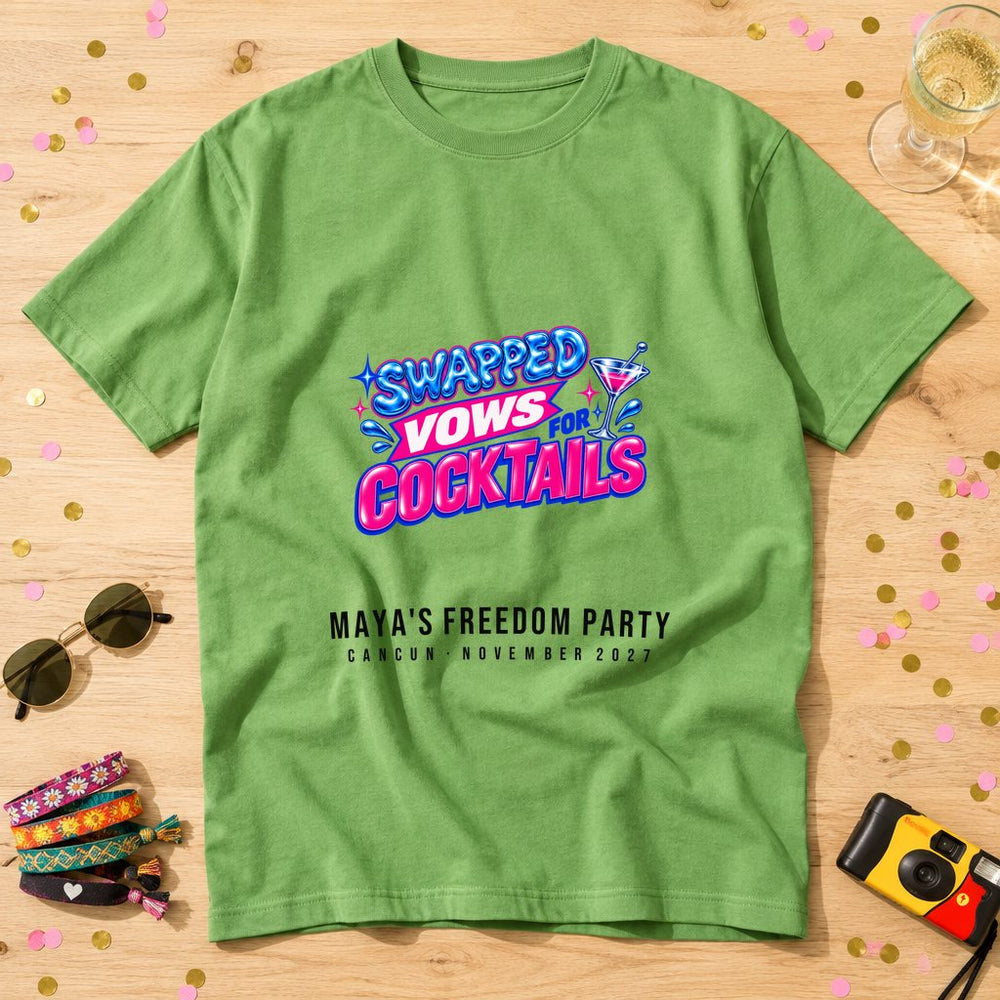 Vows To Cocktails — Personalised Divorce Party T-Shirt