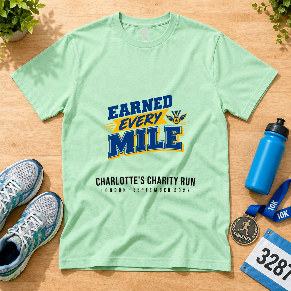 Earned Every Mile — Personalised Charity T-Shirt