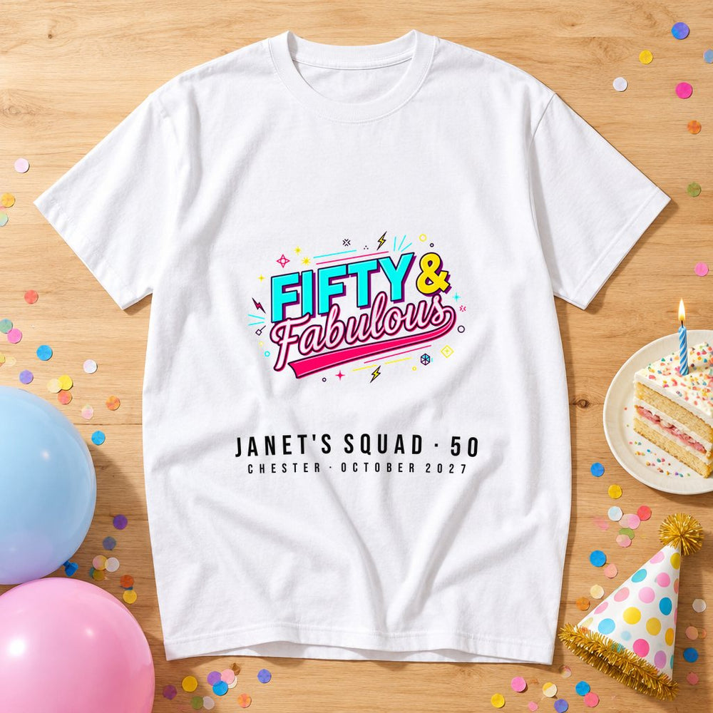 Chrome Fifty Explosion — Personalised Birthday T-Shirt