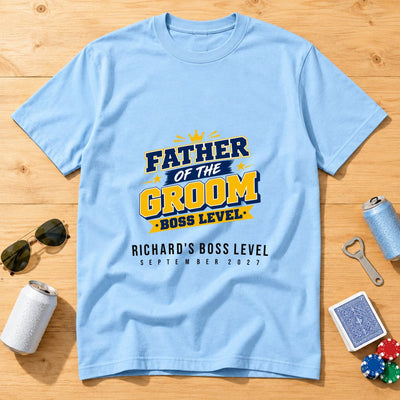 Father Of The Groom Boss Level — Personalised Wedding T-Shirt