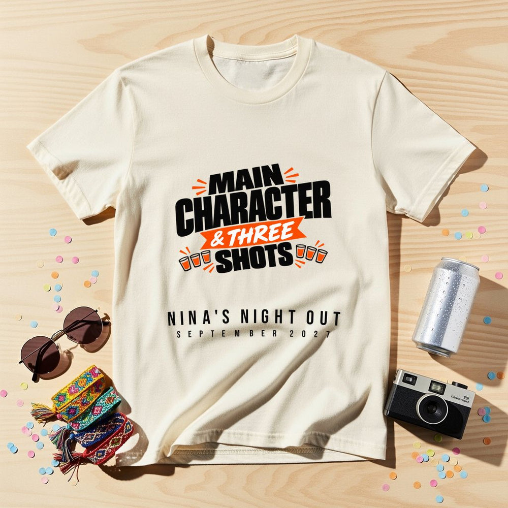 Main Character & Three Shots — Personalised T-Shirt