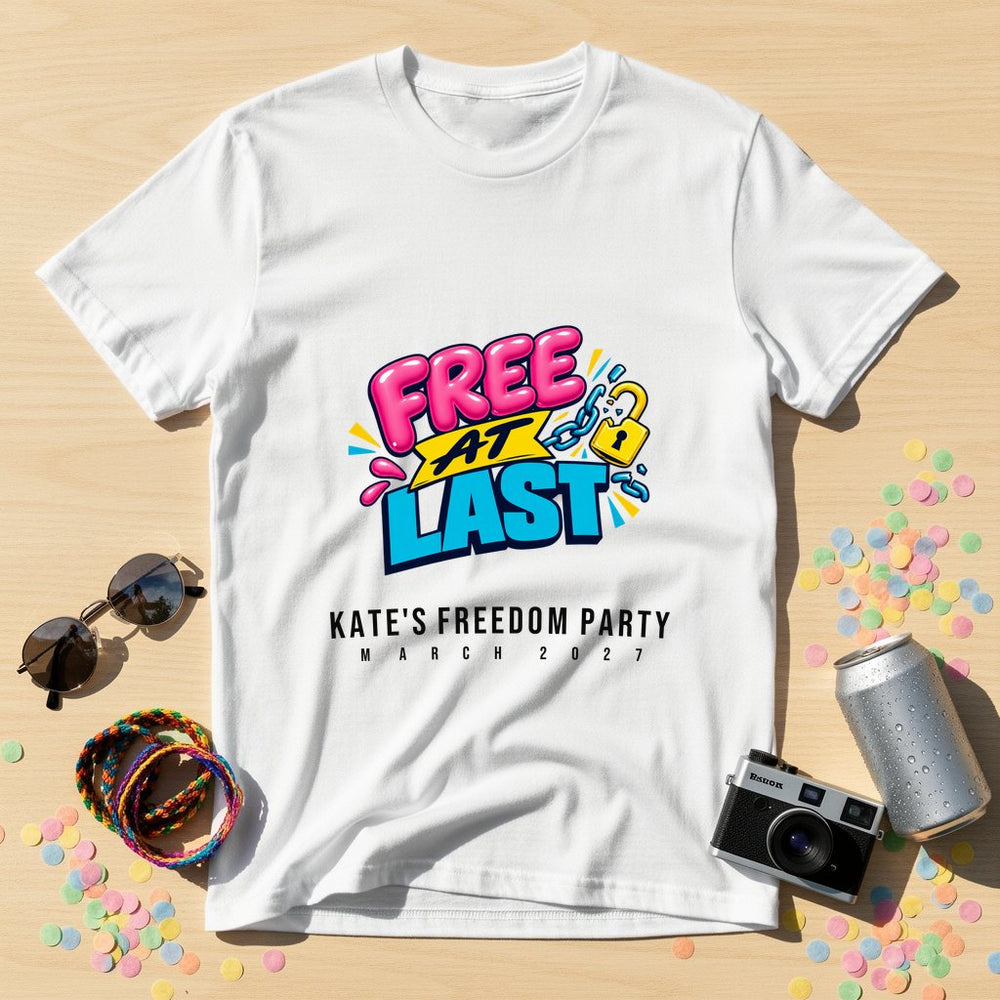 Free At Last — Personalised Divorce Party T-Shirt