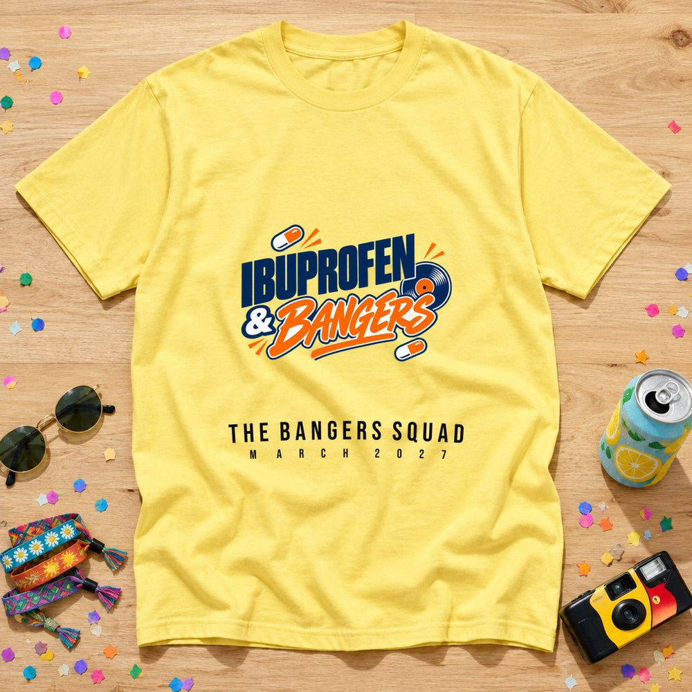 Ibuprofen & Bangers — Personalised 90s T-Shirt