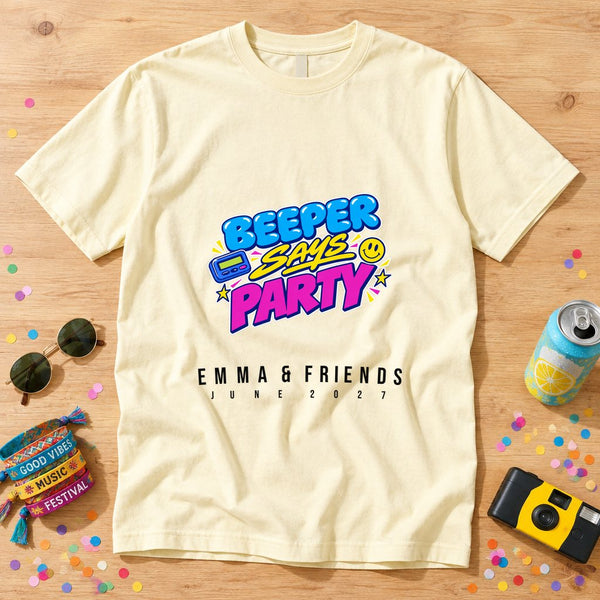 Beeper Says Party — Personalised 90s T-Shirt