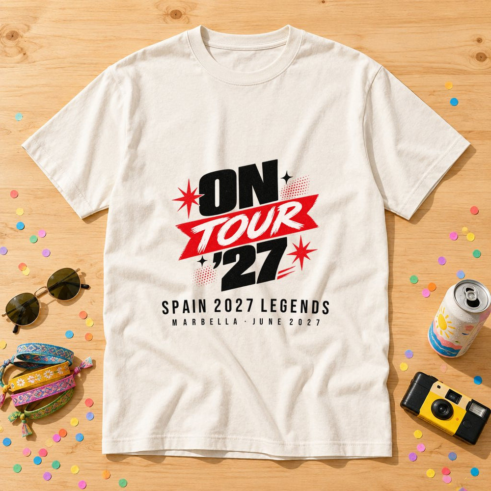 On Tour '27 — Stag Badge — Personalised Holiday T-Shirt