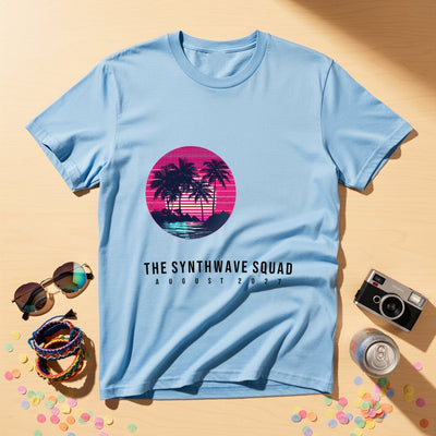 Retro Synthwave Palm Sunset Circle Print