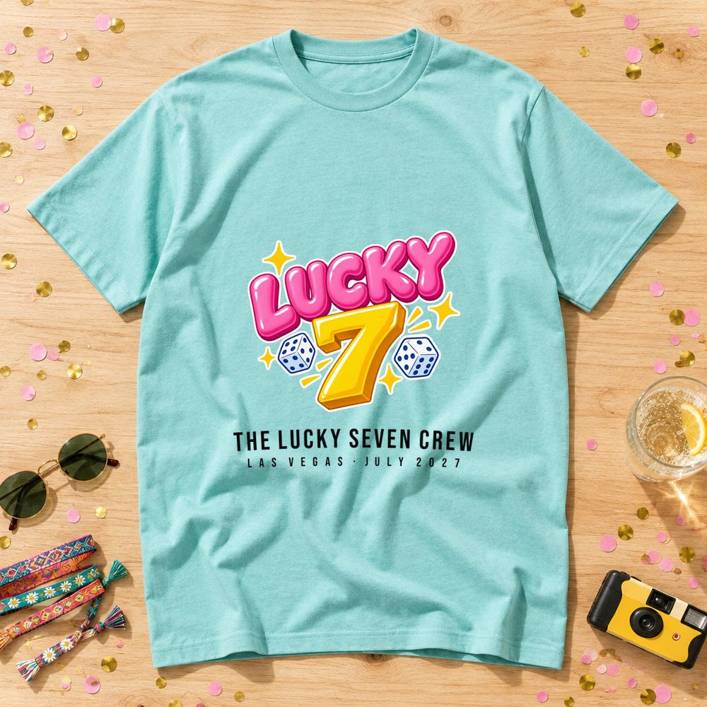 Lucky 7 Neon Stack — Personalised Bachelorette T-Shirt