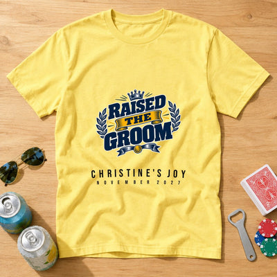 Raised the Groom — Crown Crest — Personalised Stag Do T-Shirt
