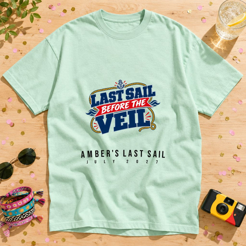 Last Sail Serif Elegance — Personalised Bachelorette T-Shirt