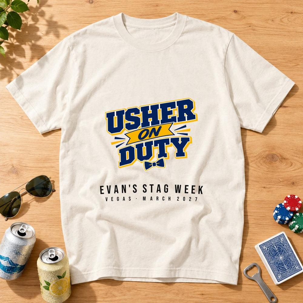 Usher On Duty — Personalised Stag Do T-Shirt