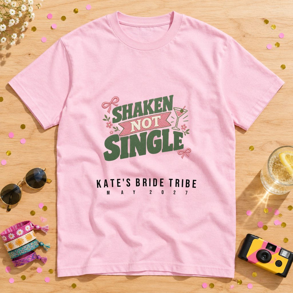 Shaken Not Single — Retro — Personalised Hen Do T-Shirt