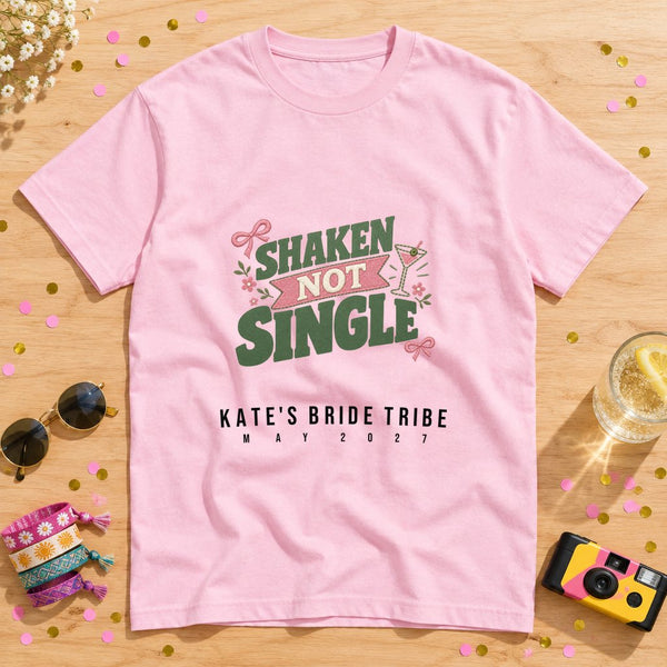 Shaken Not Single — Retro — Personalised Hen Do T-Shirt